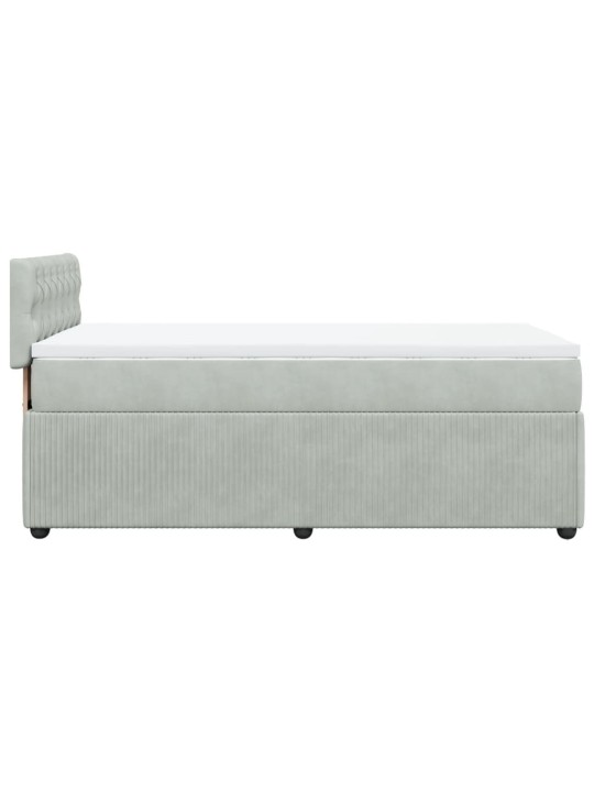 Box spring postel s matrací světle šedá 90x200 cm samet