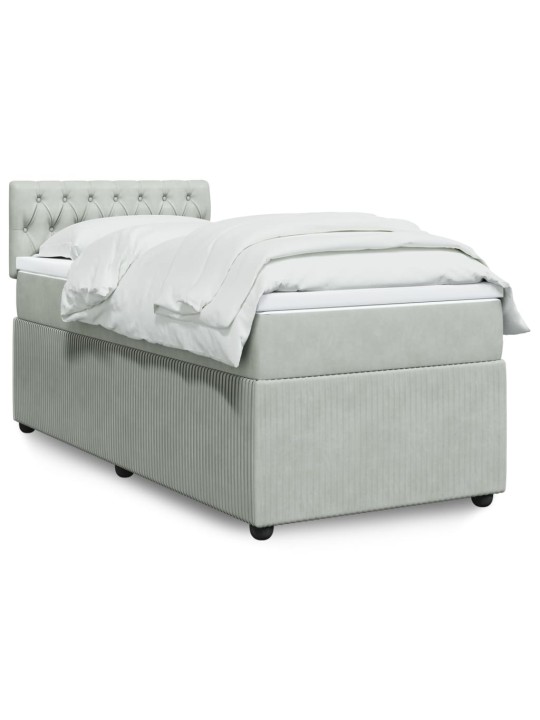 Box spring postel s matrací světle šedá 90x200 cm samet