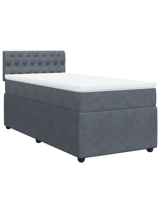 Box spring postel s matrací tmavě šedá 90x200 cm samet