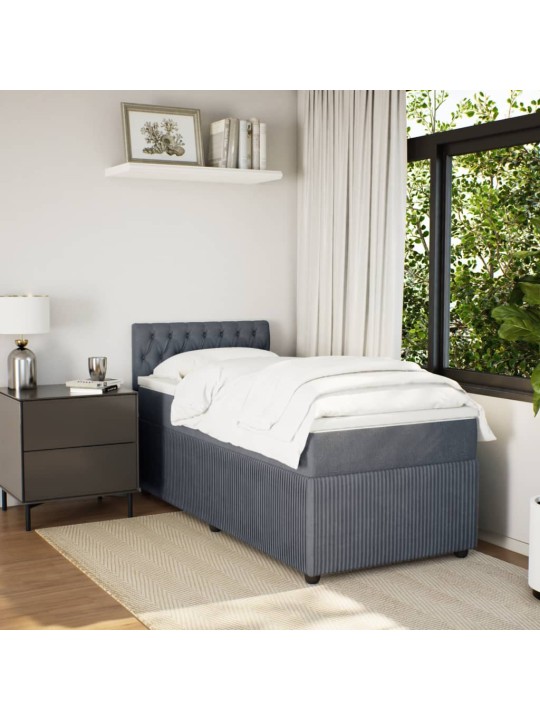 Box spring postel s matrací tmavě šedá 90x200 cm samet