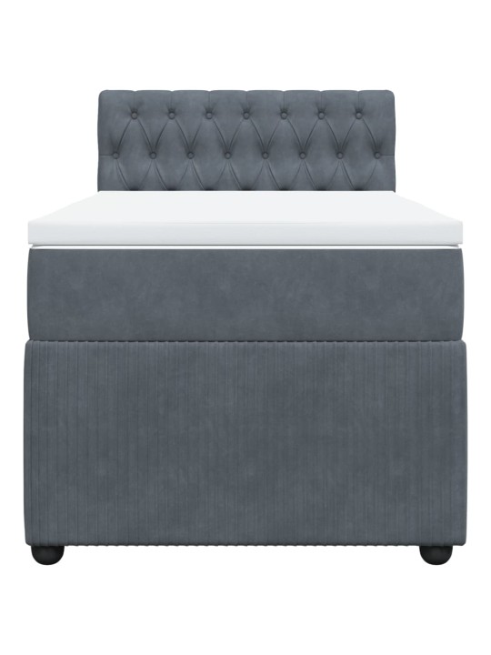 Box spring postel s matrací tmavě šedá 90x200 cm samet