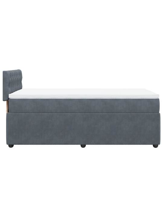 Box spring postel s matrací tmavě šedá 90x200 cm samet