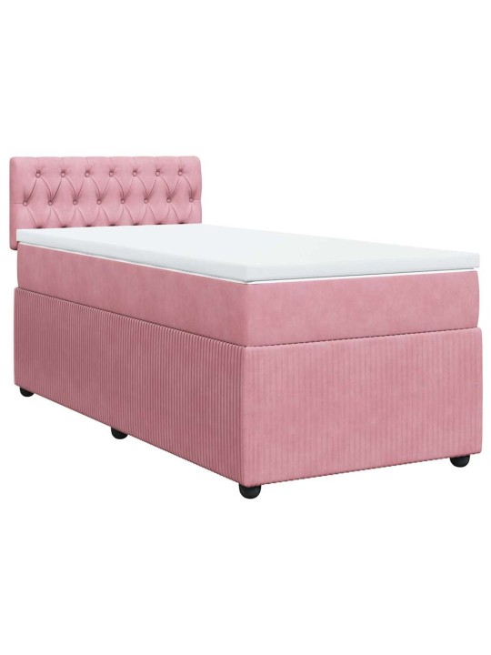 Box spring postel s matrací růžová 90x200 cm samet