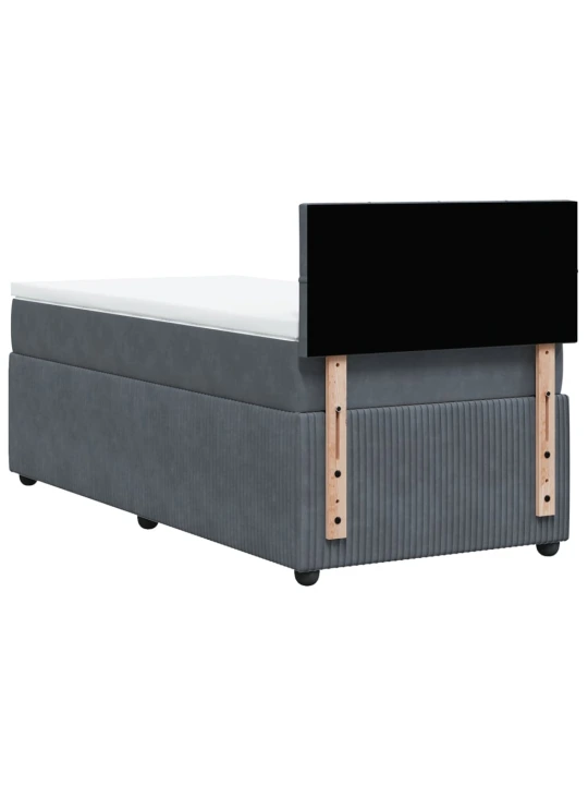 Box spring postel s matrací tmavě šedá 90x200 cm samet