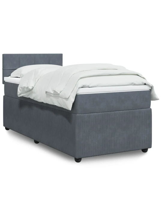 Box spring postel s matrací tmavě šedá 90x200 cm samet