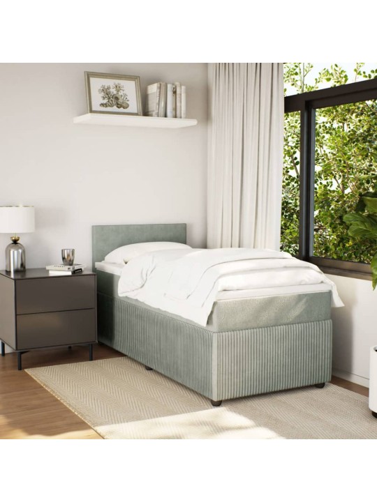 Box spring postel s matrací světle šedá 100x200 cm samet