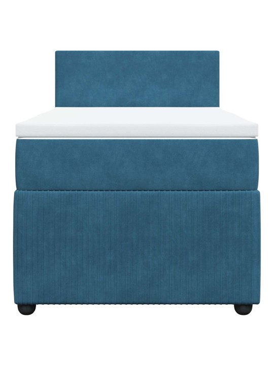 Box spring postel s matrací modrá 100 x 200 cm samet