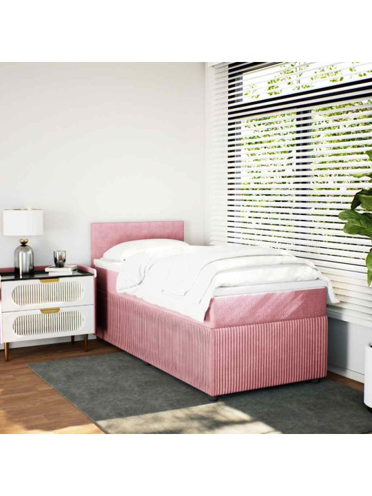 Box spring postel s matrací růžová 100x200 cm samet