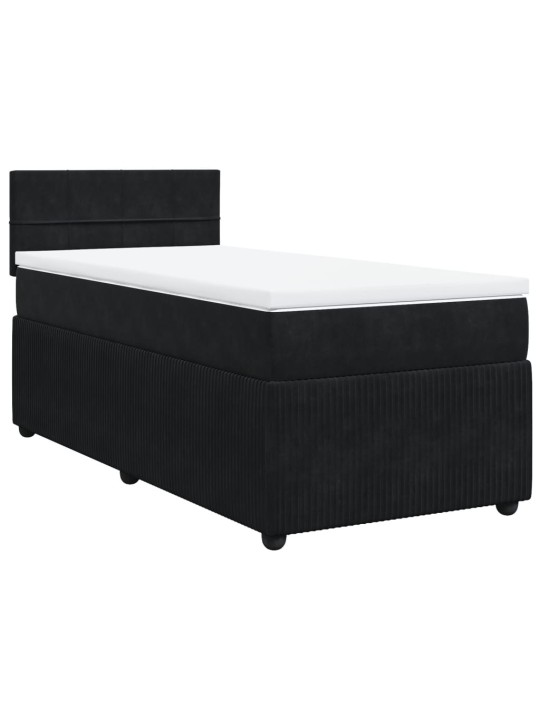 Box spring postel s matrací černá 100x200 cm samet