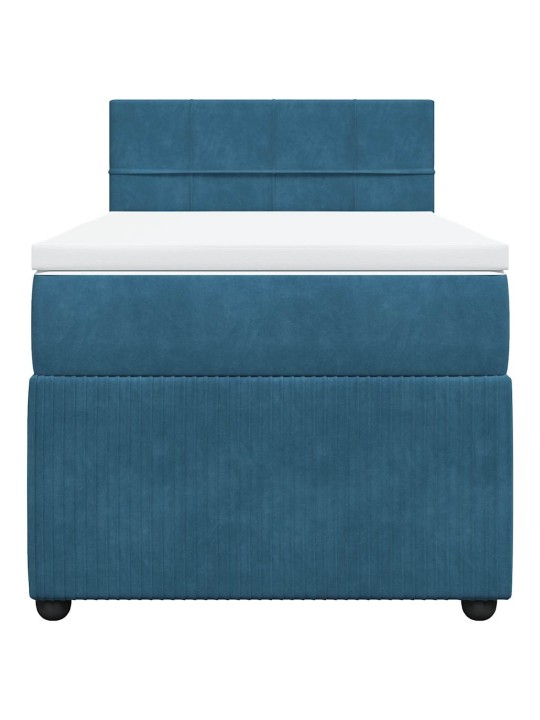 Box spring postel s matrací modrá 100 x 200 cm samet
