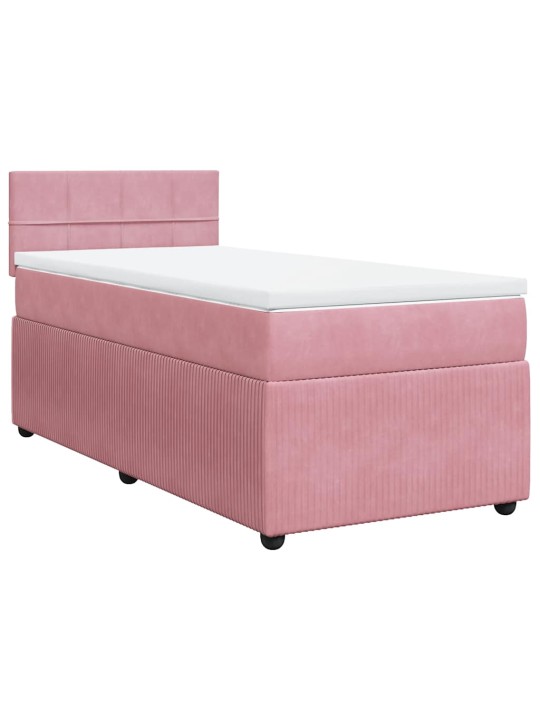 Box spring postel s matrací růžová 100x200 cm samet