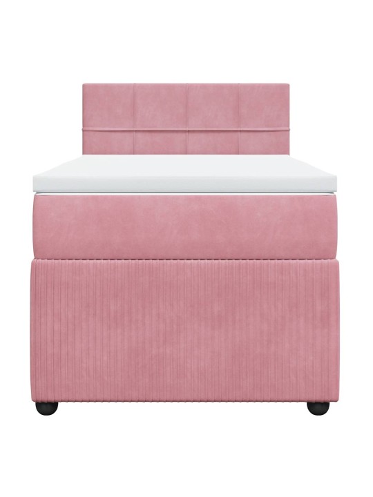 Box spring postel s matrací růžová 100x200 cm samet