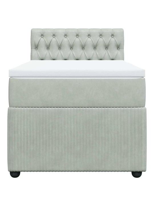 Box spring postel s matrací světle šedá 100x200 cm samet
