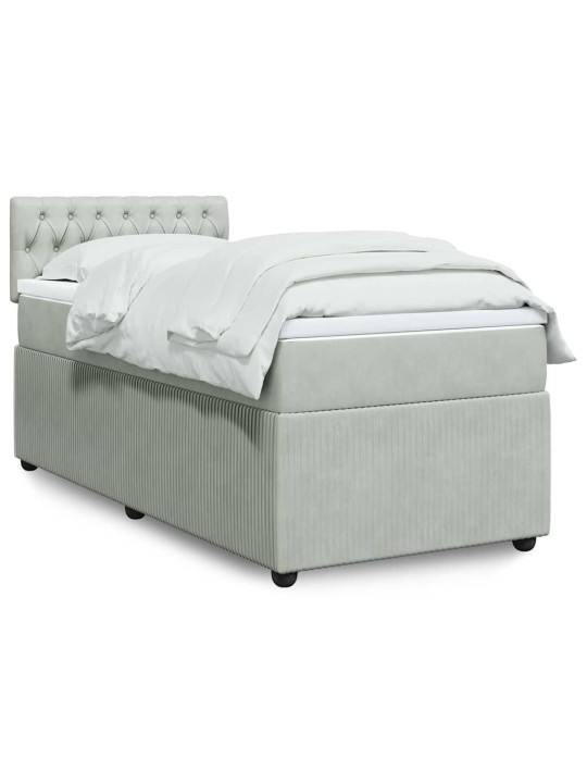 Box spring postel s matrací světle šedá 100x200 cm samet
