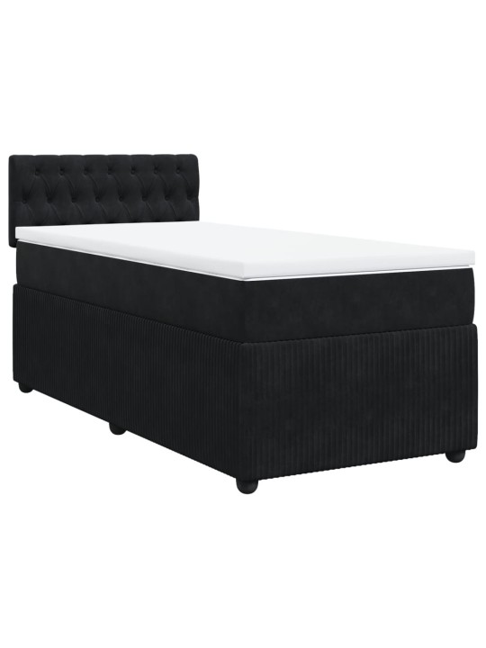 Box spring postel s matrací černá 100x200 cm samet