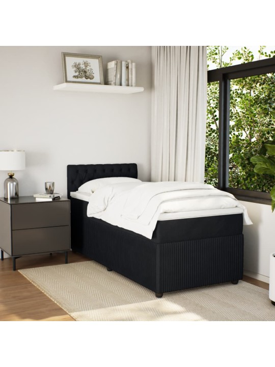 Box spring postel s matrací černá 100x200 cm samet