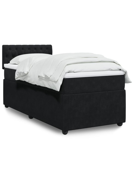 Box spring postel s matrací černá 100x200 cm samet