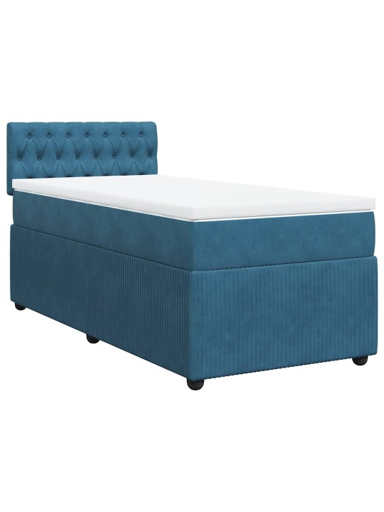 Box spring postel s matrací modrá 100 x 200 cm samet