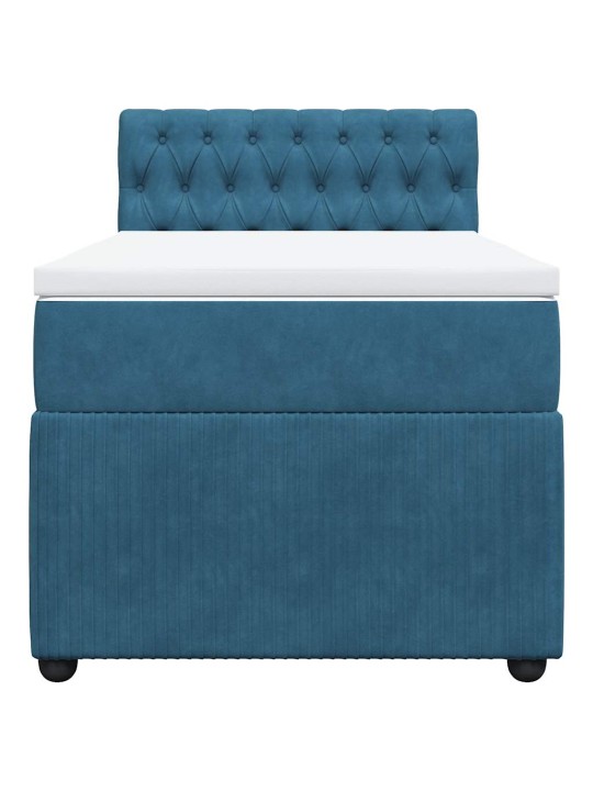 Box spring postel s matrací modrá 100 x 200 cm samet