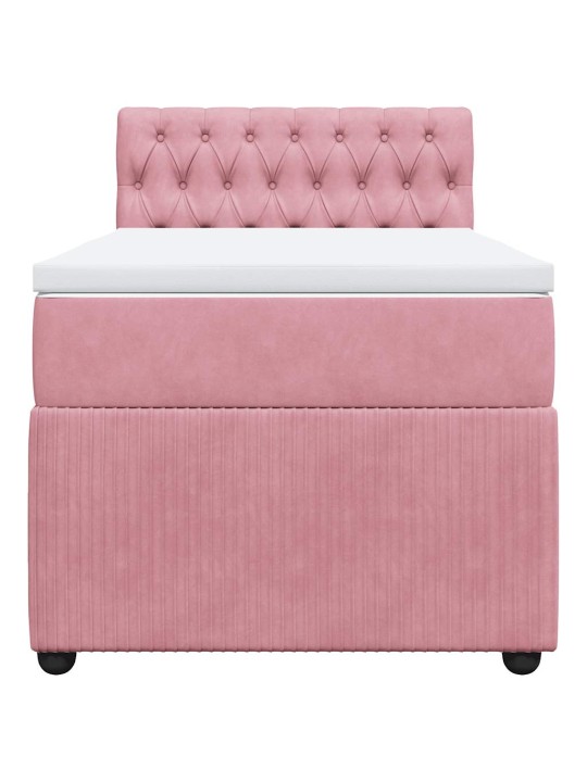 Box spring postel s matrací růžová 100x200 cm samet