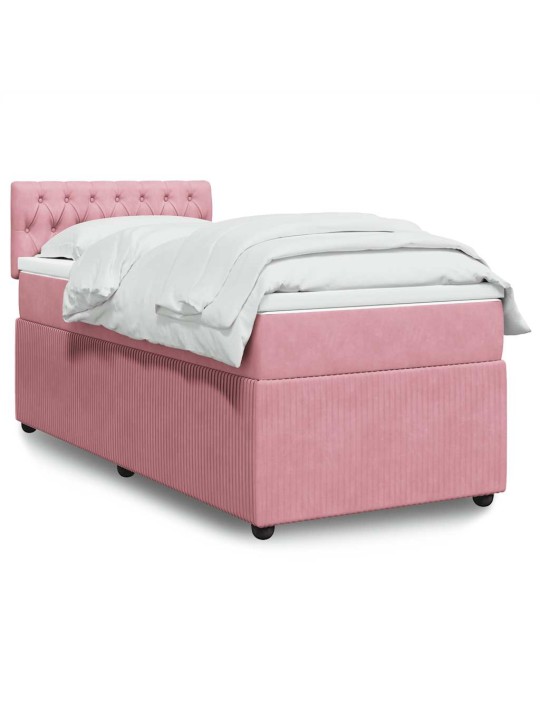 Box spring postel s matrací růžová 100x200 cm samet