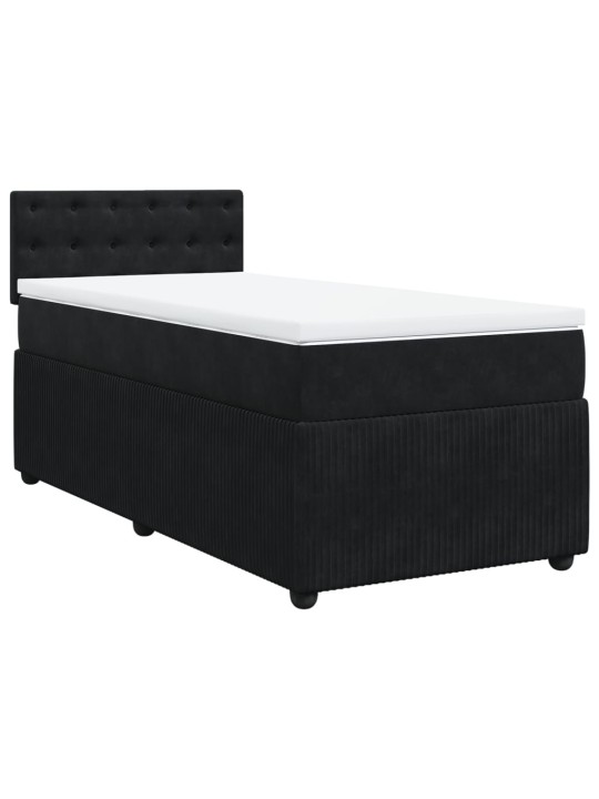 Box spring postel s matrací černá 100x200 cm samet