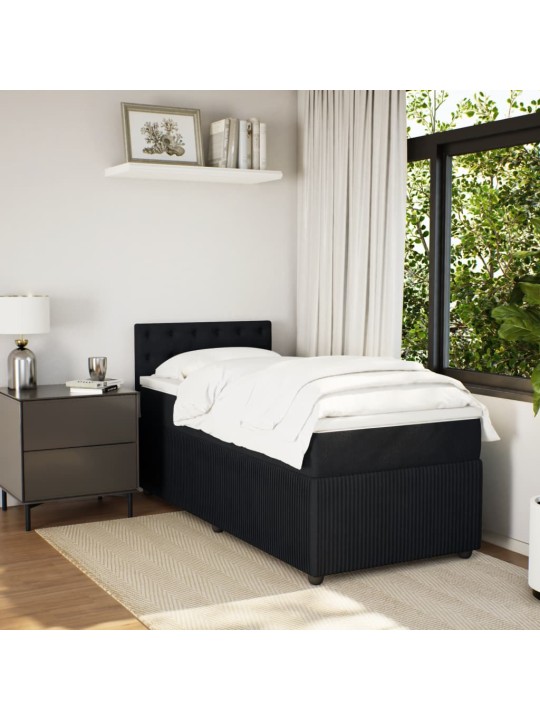 Box spring postel s matrací černá 100x200 cm samet