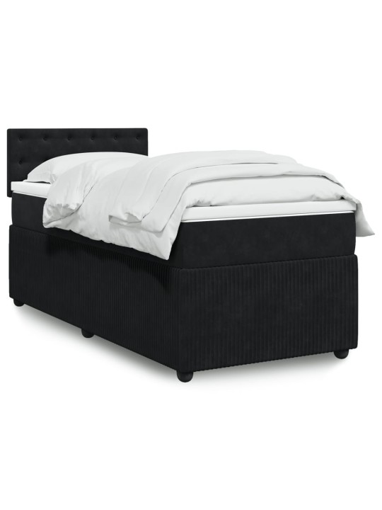 Box spring postel s matrací černá 100x200 cm samet