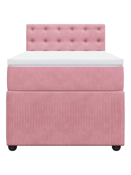 Box spring postel s matrací růžová 100x200 cm samet