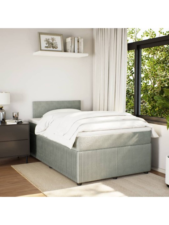 Box spring postel s matrací světle šedá 120x190 cm samet