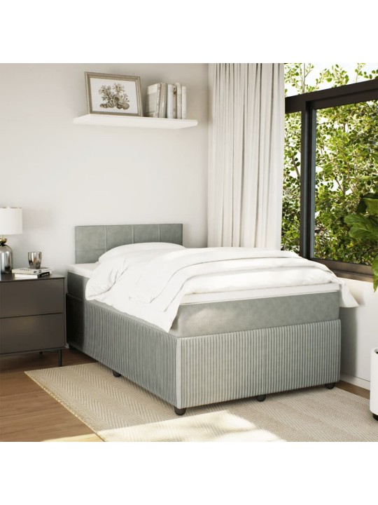 Box spring postel s matrací světle šedá 120x190 cm samet