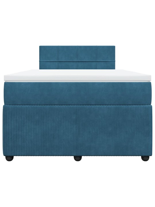 Box spring postel s matrací modrá 120 x 190 cm samet