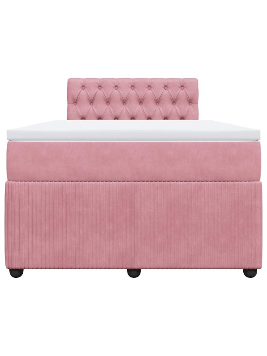 Box spring postel s matrací růžová 120x190 cm samet