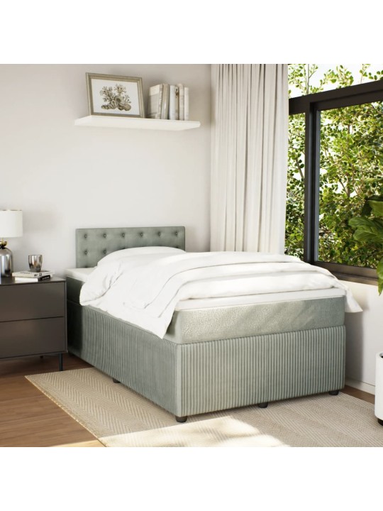 Box spring postel s matrací světle šedá 120x190 cm samet
