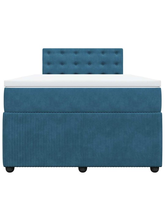 Box spring postel s matrací modrá 120 x 190 cm samet