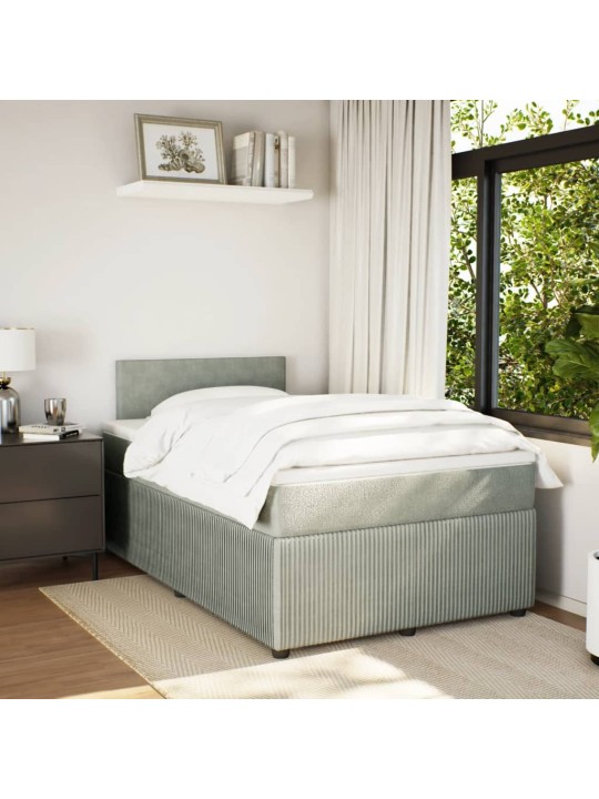 Box spring postel s matrací světle šedá 120 x 200 cm samet