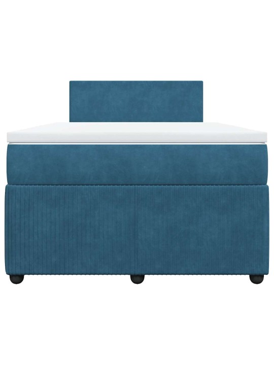 Box spring postel s matrací modrá 120 x 200 cm samet