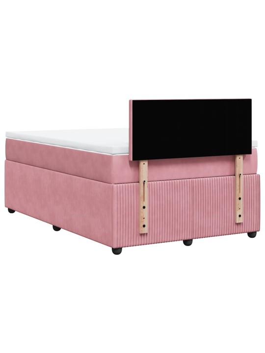 Box spring postel s matrací růžová 120 x 200 cm samet