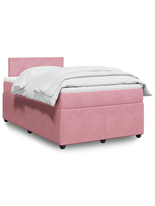 Box spring postel s matrací růžová 120 x 200 cm samet