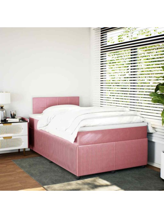 Box spring postel s matrací růžová 120 x 200 cm samet