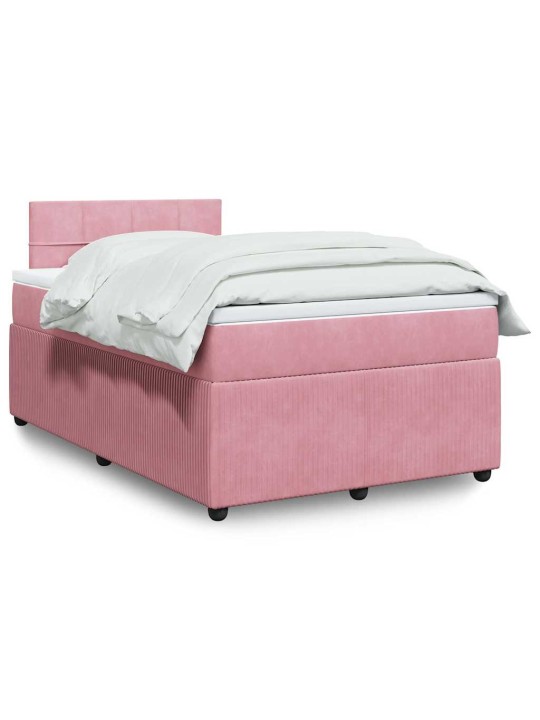 Box spring postel s matrací růžová 120 x 200 cm samet