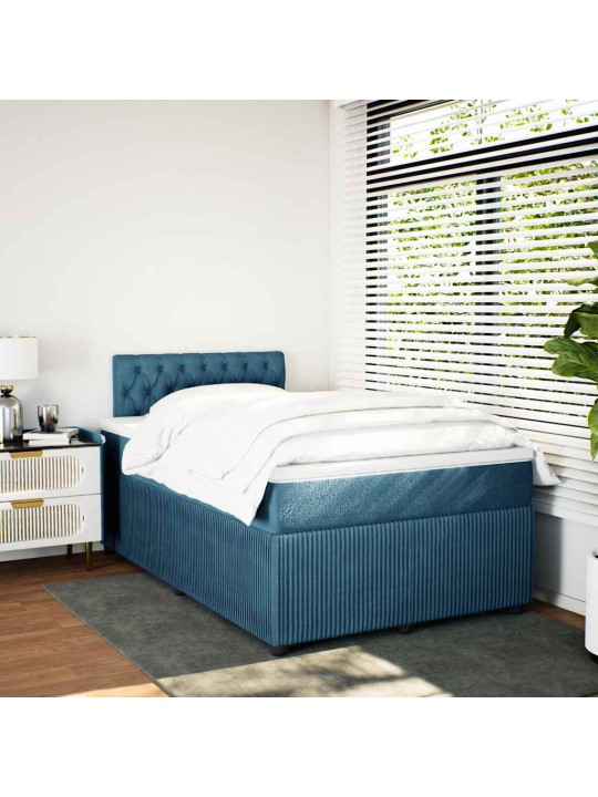 Box spring postel s matrací modrá 120 x 200 cm samet