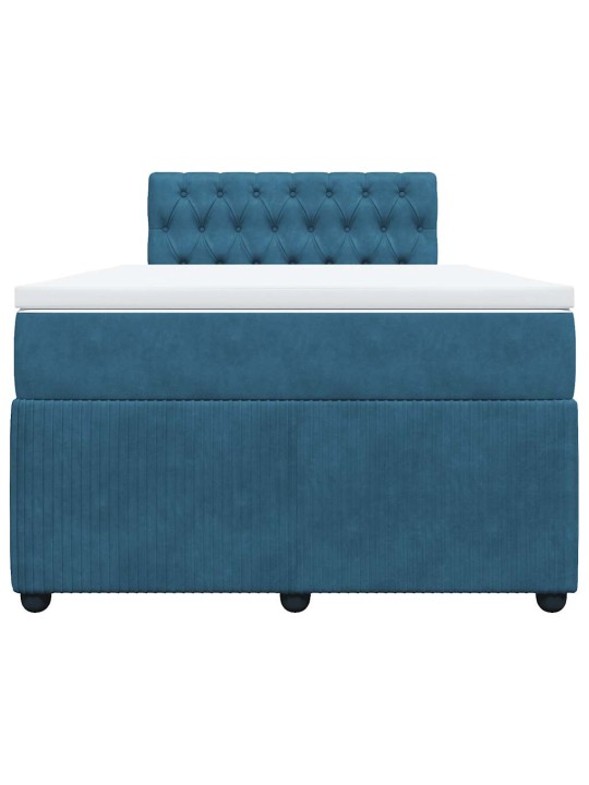 Box spring postel s matrací modrá 120 x 200 cm samet