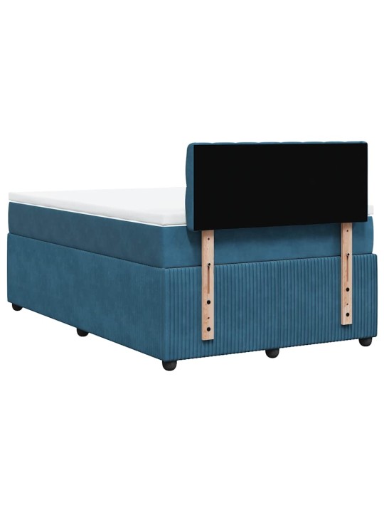 Box spring postel s matrací modrá 120 x 200 cm samet