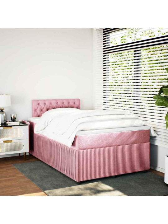 Box spring postel s matrací růžová 120 x 200 cm samet