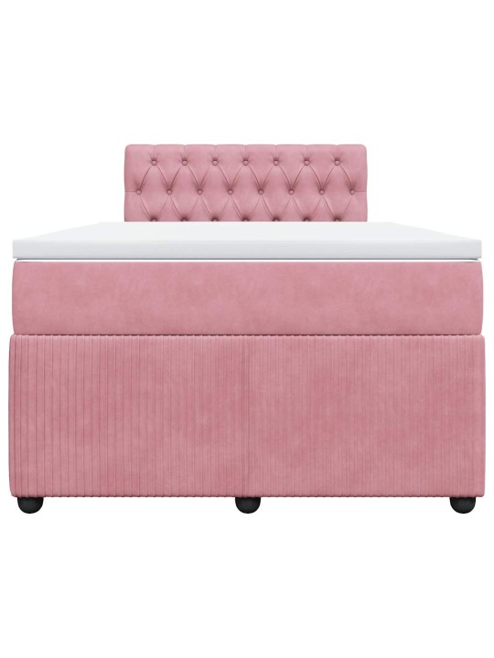 Box spring postel s matrací růžová 120 x 200 cm samet