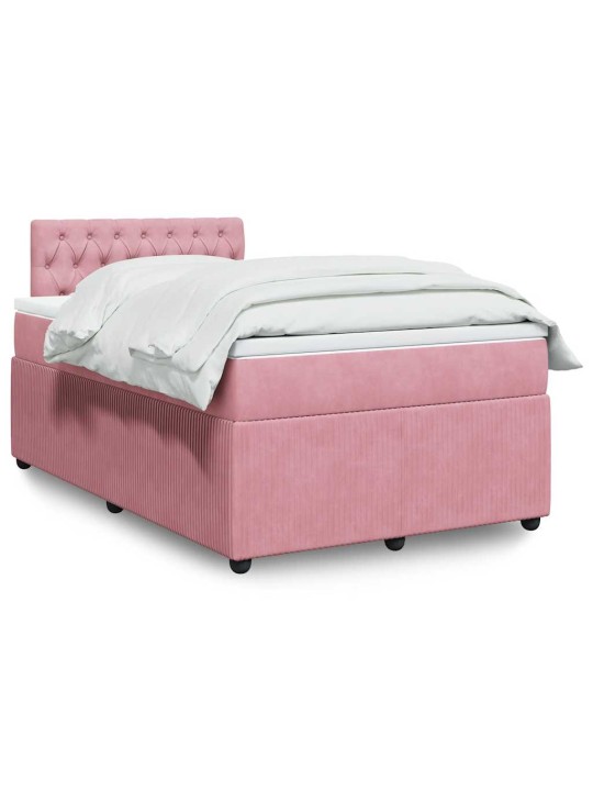 Box spring postel s matrací růžová 120 x 200 cm samet