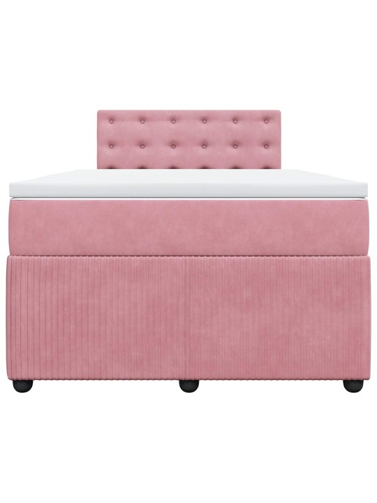 Box spring postel s matrací růžová 120 x 200 cm samet