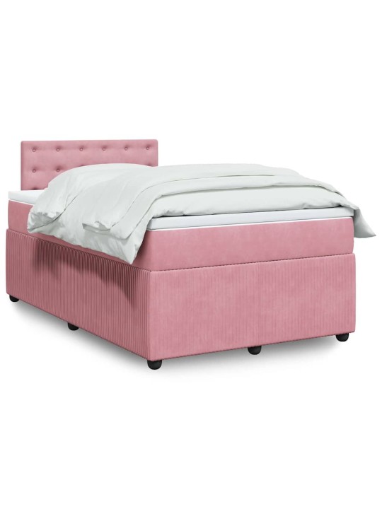 Box spring postel s matrací růžová 120 x 200 cm samet