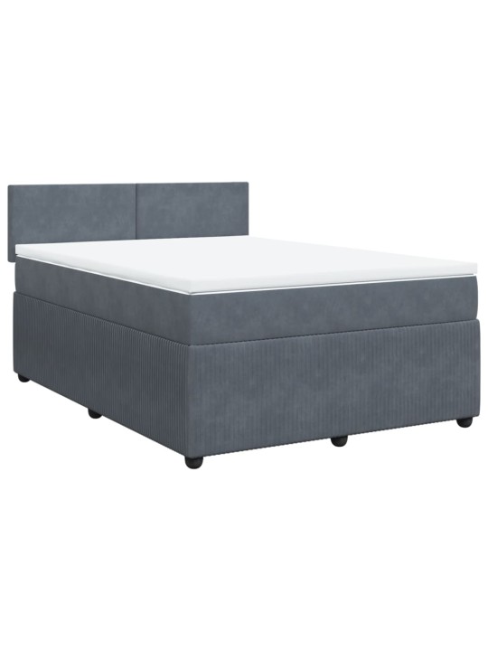 Box spring postel s matrací tmavě šedý 140 x 190 cm samet